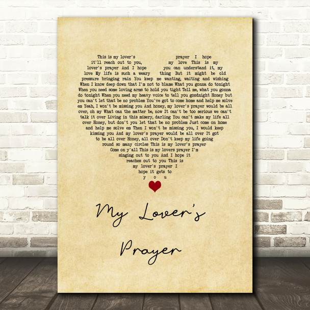 Otis Redding My Lover's Prayer Vintage Heart Song Lyric Wall Art Print