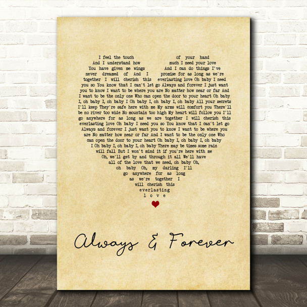 Eternal Always & Forever Vintage Heart Song Lyric Wall Art Print