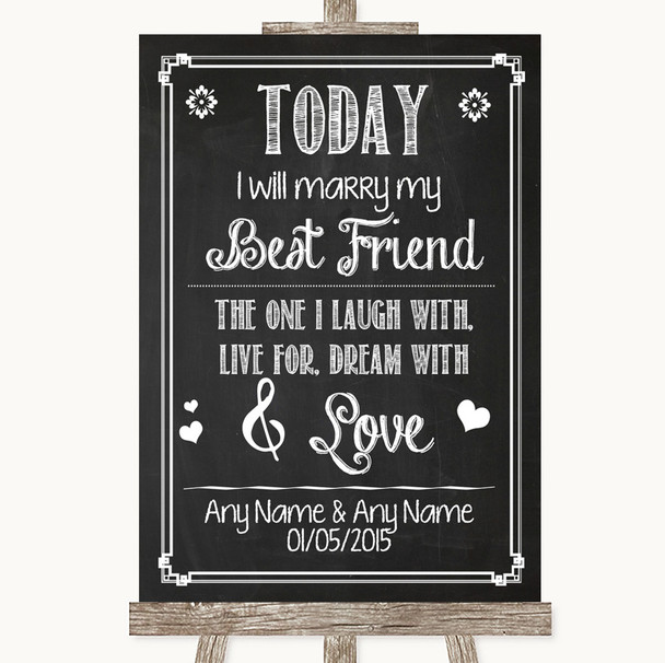 Chalk Sketch Today I Marry My Best Friend Personalized Wedding Sign