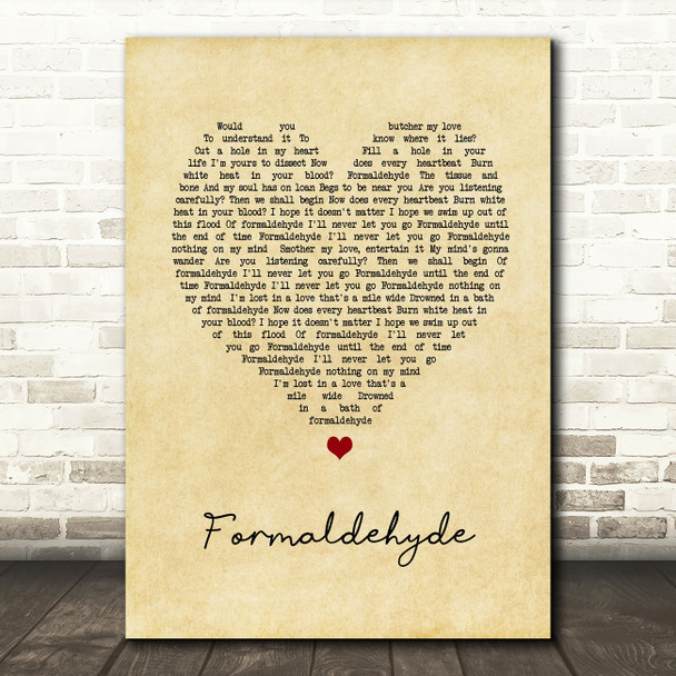 Editors Formaldehyde Vintage Heart Song Lyric Wall Art Print