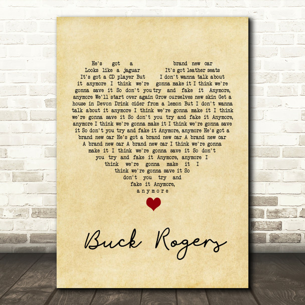 Feeder Buck Rogers Vintage Heart Song Lyric Wall Art Print