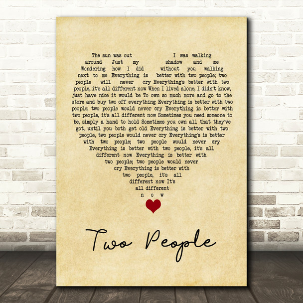 Caroline Spence Robby Hecht Two People Vintage Heart Song Lyric Wall Art Print