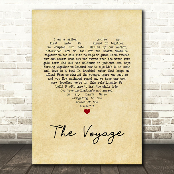 Christy Moore The Voyage Vintage Heart Song Lyric Wall Art Print