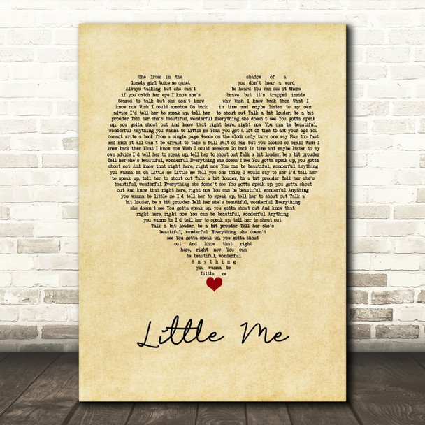 Little Mix Little Me Vintage Heart Song Lyric Wall Art Print