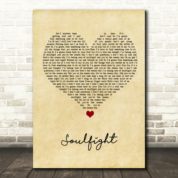 The Revivalists Soulfight Vintage Heart Song Lyric Wall Art Print