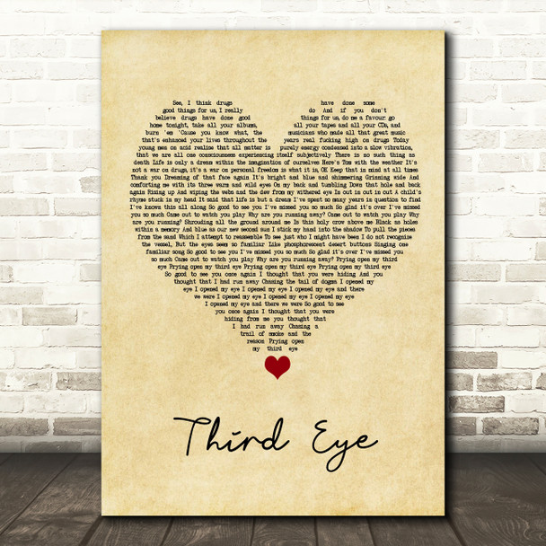 Tool Third Eye Vintage Heart Song Lyric Wall Art Print