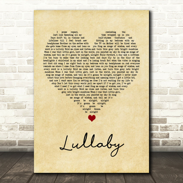 Andreya Triana Lullaby Vintage Heart Song Lyric Wall Art Print