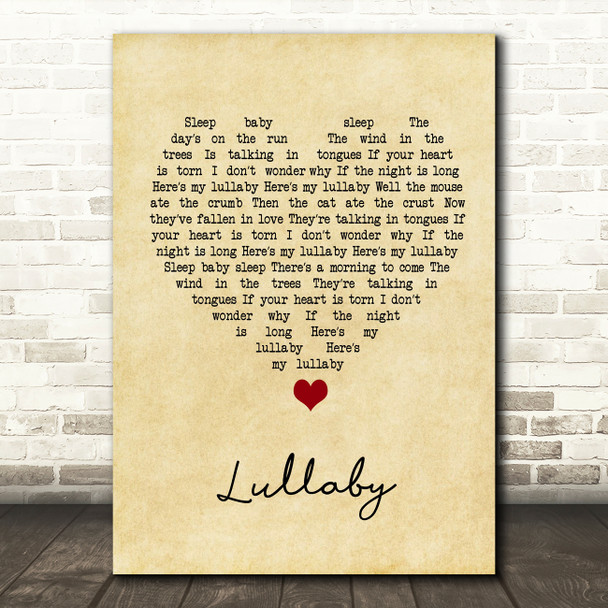 Leonard Cohen Lullaby Vintage Heart Song Lyric Wall Art Print