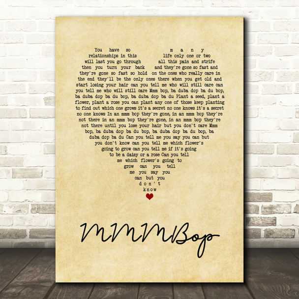 Hanson MMMBop Vintage Heart Song Lyric Wall Art Print