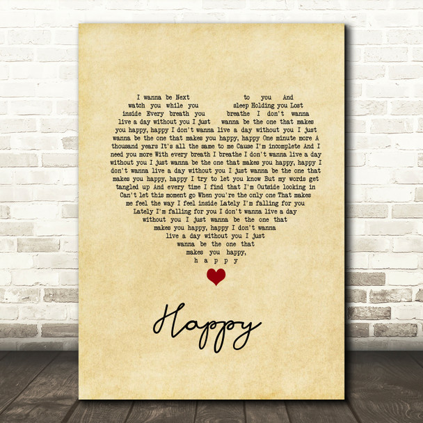 Secrets in Stereo Happy Vintage Heart Song Lyric Wall Art Print