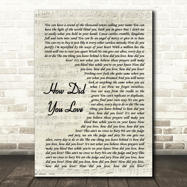 Shinedown How Did You Love Vintage Script Song Lyric Wall Art Print