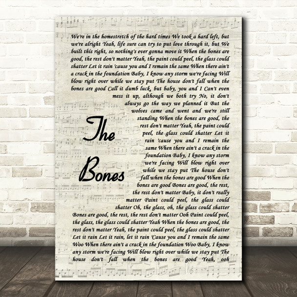 Maren Morris The Bones Vintage Script Song Lyric Wall Art Print