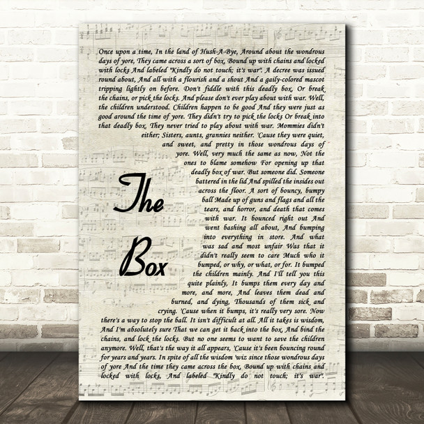 John Denver The Box Vintage Script Song Lyric Wall Art Print