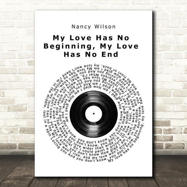 Nancy Wilson My Love Has No Beginning, My Love Has No End Vinyl Record Song Lyric Wall Art Print