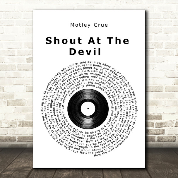 Motley Crue Shout At The Devil Vinyl Record Song Lyric Wall Art Print