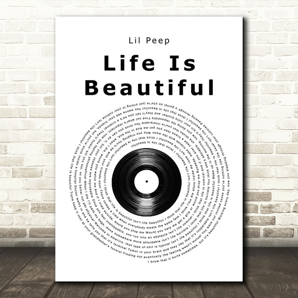 Lil Peep Life Is Beautiful Vinyl Record Song Lyric Wall Art Print