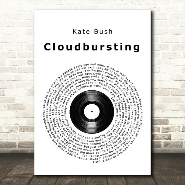 Kate Bush Cloudbursting Vinyl Record Song Lyric Wall Art Print