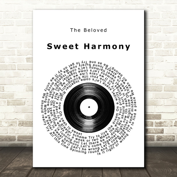 The Beloved Sweet Harmony Vinyl Record Song Lyric Wall Art Print