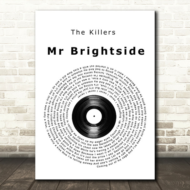 The Killers Mr Brightside Vinyl Record Song Lyric Wall Art Print