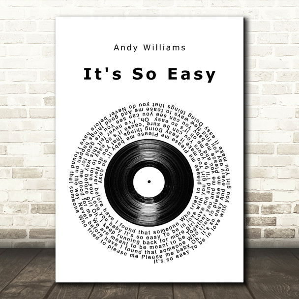 Andy Williams It's So Easy Vinyl Record Song Lyric Wall Art Print