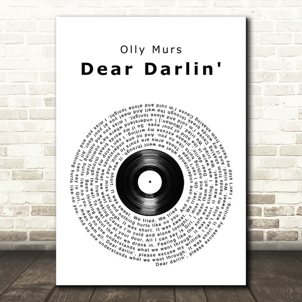 Olly Murs Dear Darlin' Vinyl Record Song Lyric Wall Art Print