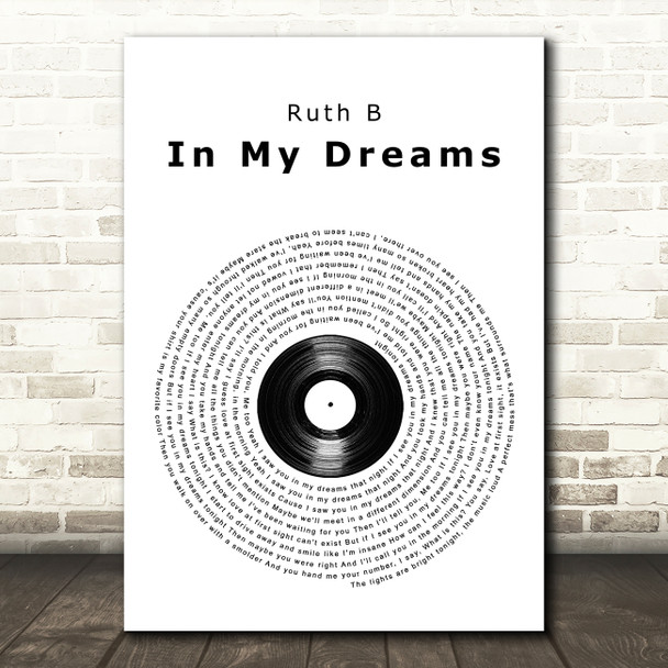 Ruth B In My Dreams Vinyl Record Song Lyric Wall Art Print