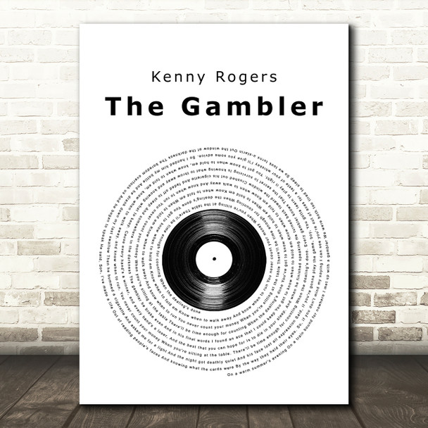 Kenny Rogers The Gambler Vinyl Record Song Lyric Wall Art Print