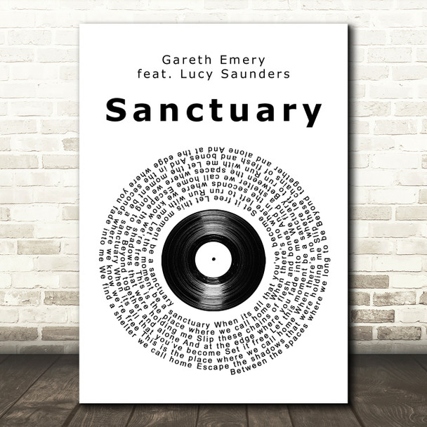 Gareth Emery feat. Lucy Saunders Sanctuary Vinyl Record Song Lyric Wall Art Print