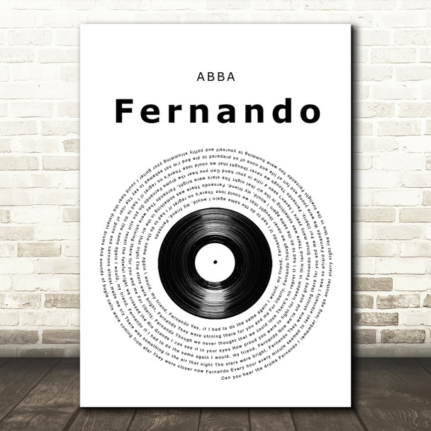 ABBA Fernando Vinyl Record Song Lyric Wall Art Print