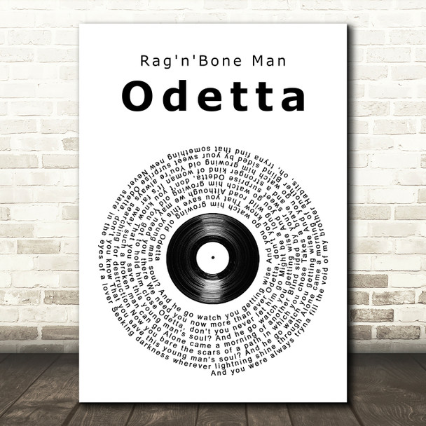 Rag'n'Bone Man Odetta Vinyl Record Song Lyric Wall Art Print