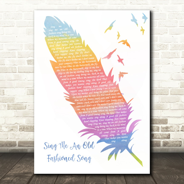 Billie Jo Spears Sing Me An Old Fashioned Song Watercolour Feather & Birds Song Lyric Wall Art Print