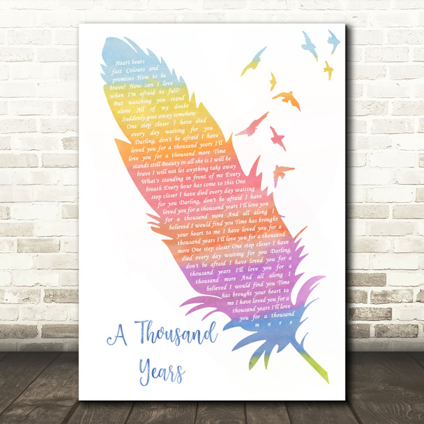 Christina Perri A Thousand Years Watercolour Feather & Birds Song Lyric Wall Art Print