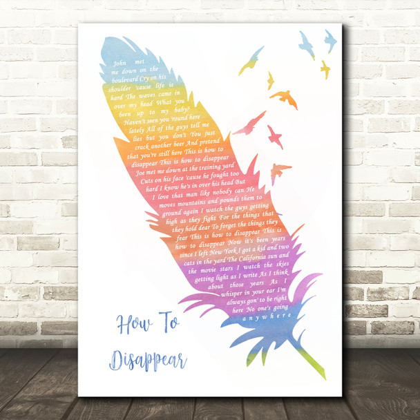 Lana Del Rey How To Disappear Watercolour Feather & Birds Song Lyric Wall Art Print