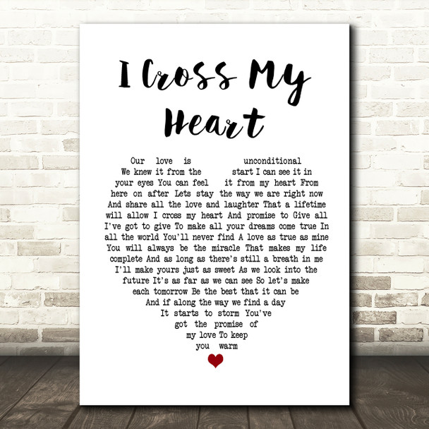 George Strait George Strait I Cross My Heart White Heart Song Lyric Wall Art Print