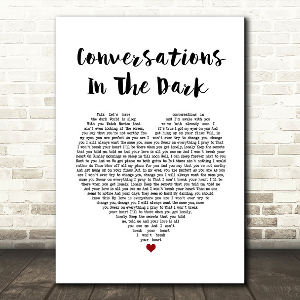 John Legend Conversations In The Dark White Heart Song Lyric Wall Art Print