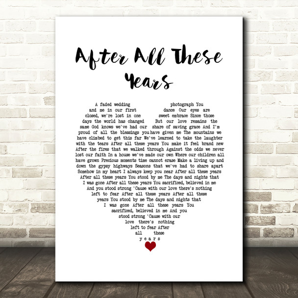 Journey After All These Years White Heart Song Lyric Wall Art Print
