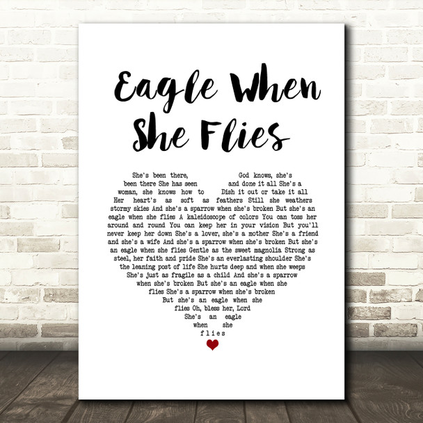 Dolly Parton Eagle When She Flies White Heart Song Lyric Wall Art Print