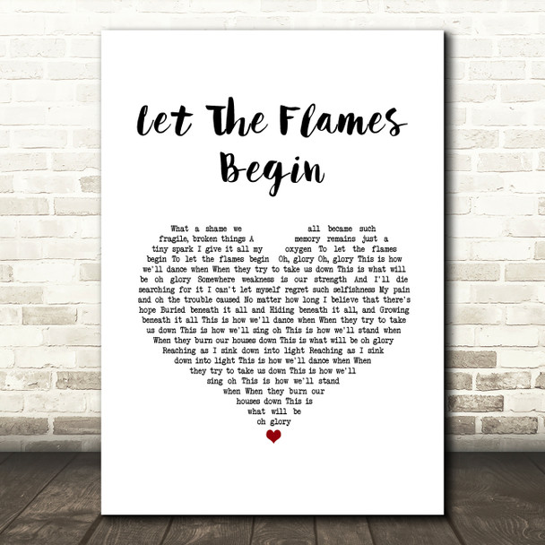 Paramore Let The Flames Begin White Heart Song Lyric Wall Art Print