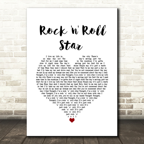 Oasis Rock 'n' Roll Star White Heart Song Lyric Wall Art Print