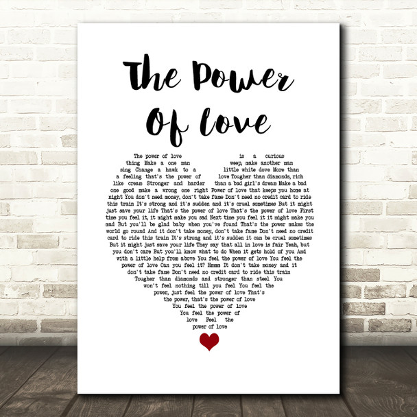 Huey Lewis & The News The Power Of Love White Heart Song Lyric Wall Art Print