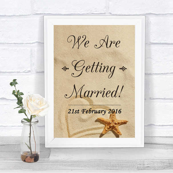 Sandy Beach We Are Getting Married Personalized Wedding Sign