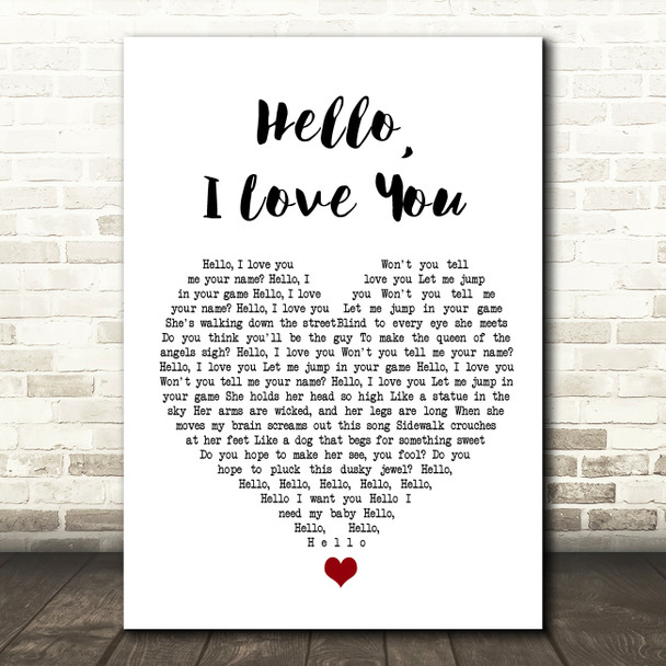 The Doors Hello, I Love You White Heart Song Lyric Wall Art Print