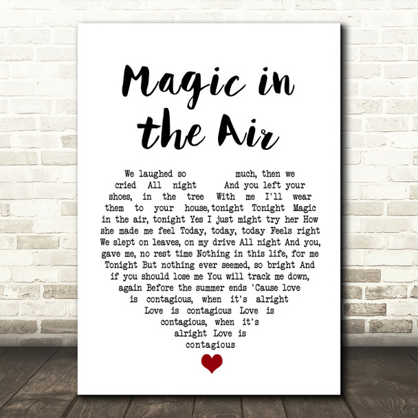 Badly Drawn Boy Magic in the Air White Heart Song Lyric Wall Art Print