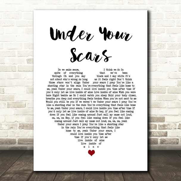 Godsmack Under Your Scars White Heart Song Lyric Wall Art Print