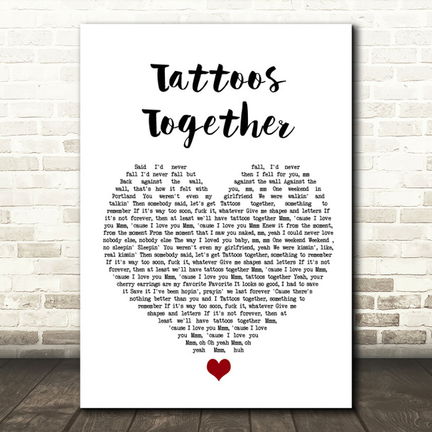 Lauv Tattoos Together White Heart Song Lyric Wall Art Print