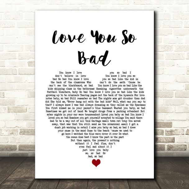 Ezra Furman Love You So Bad White Heart Song Lyric Wall Art Print