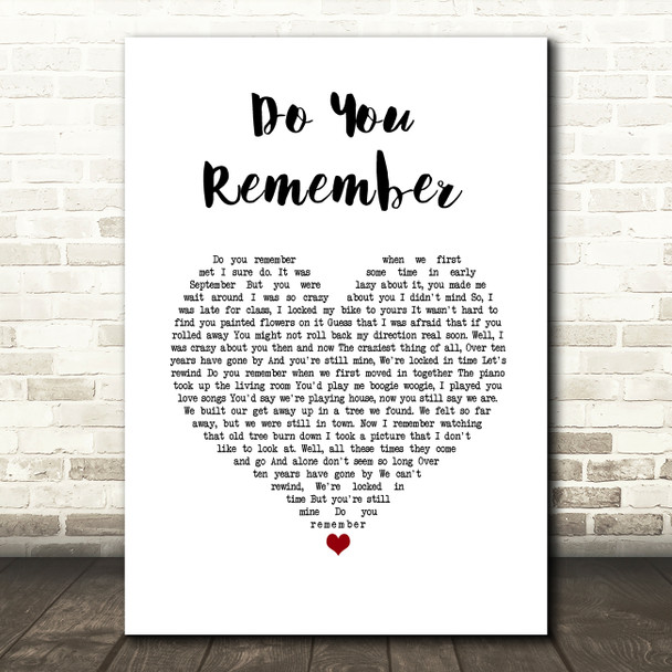 Jack Johnson Do You Remember White Heart Song Lyric Wall Art Print