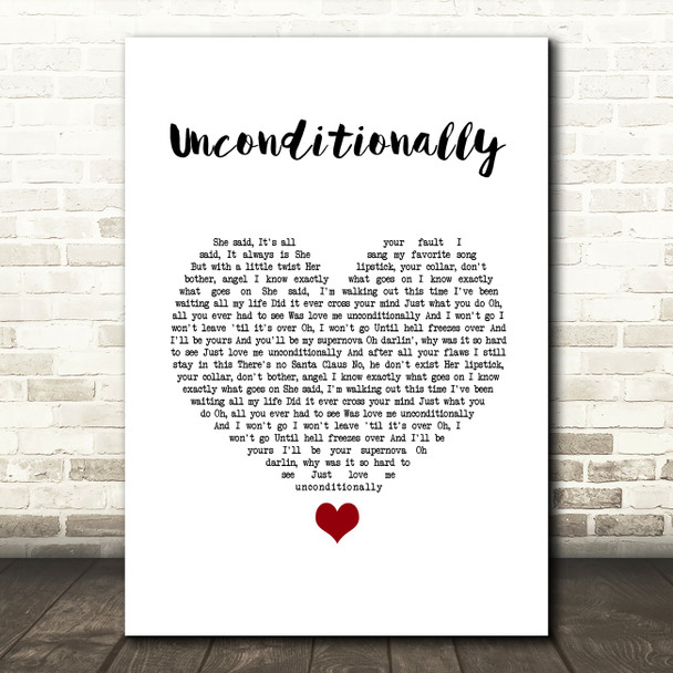 James Arthur Unconditionally White Heart Song Lyric Wall Art Print