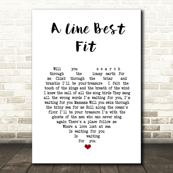 Johnny Flynn A Line Best Fit White Heart Song Lyric Wall Art Print