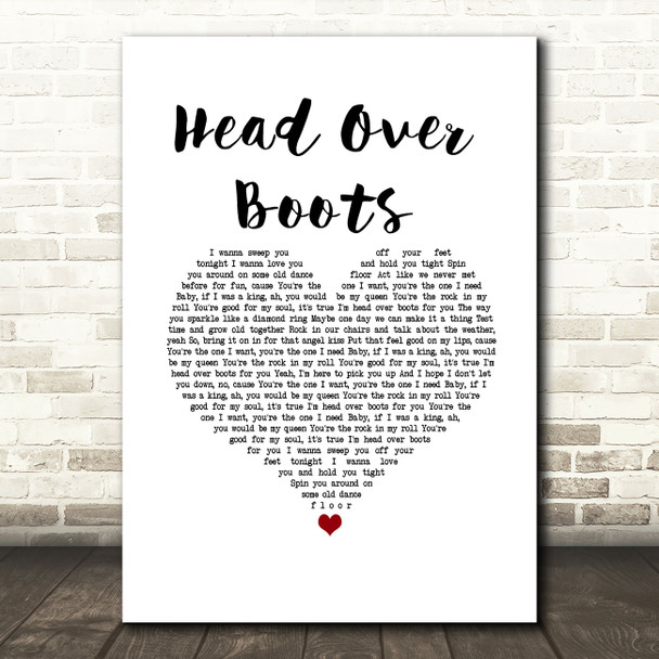 Jon Pardi Head Over Boots White Heart Song Lyric Wall Art Print